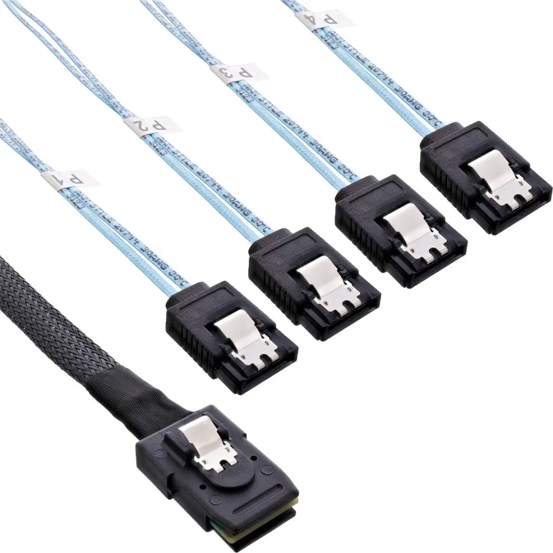 InLine SAS Kabel Mini SAS SFF8087 naar 4x SATA