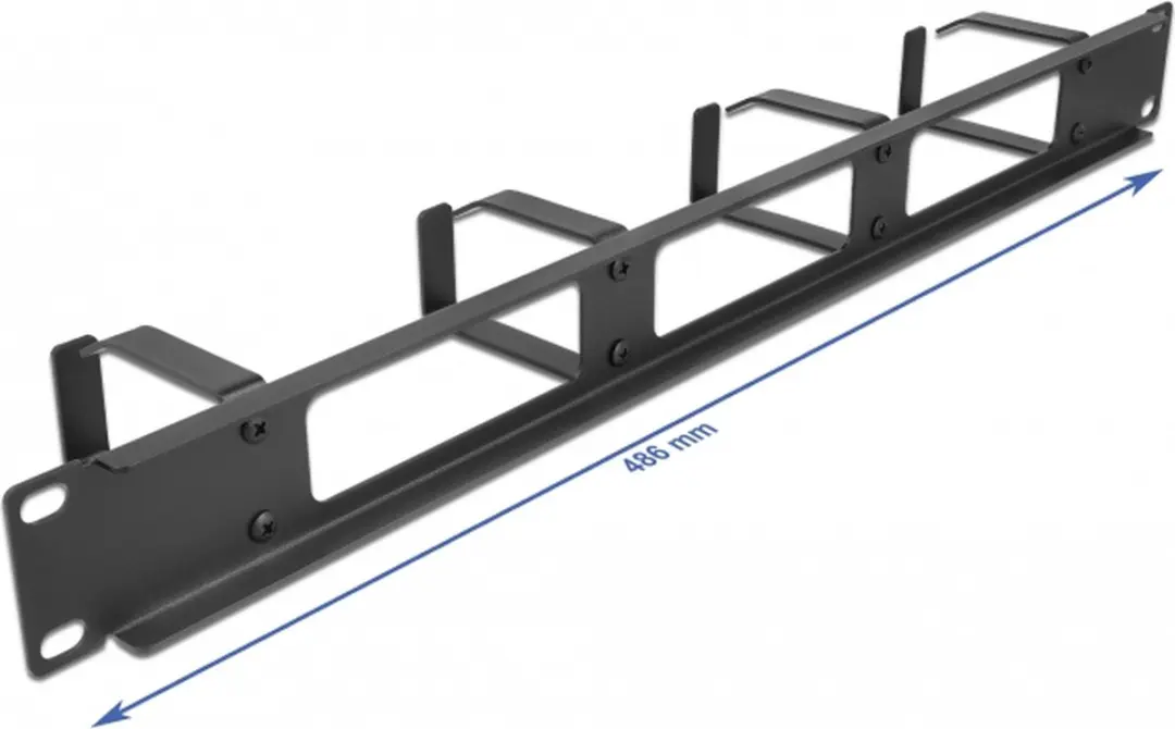 Delock 19" Kabelmanagement Routingpaneel 1U - 3 Openingen - 4 Haken - Zwart