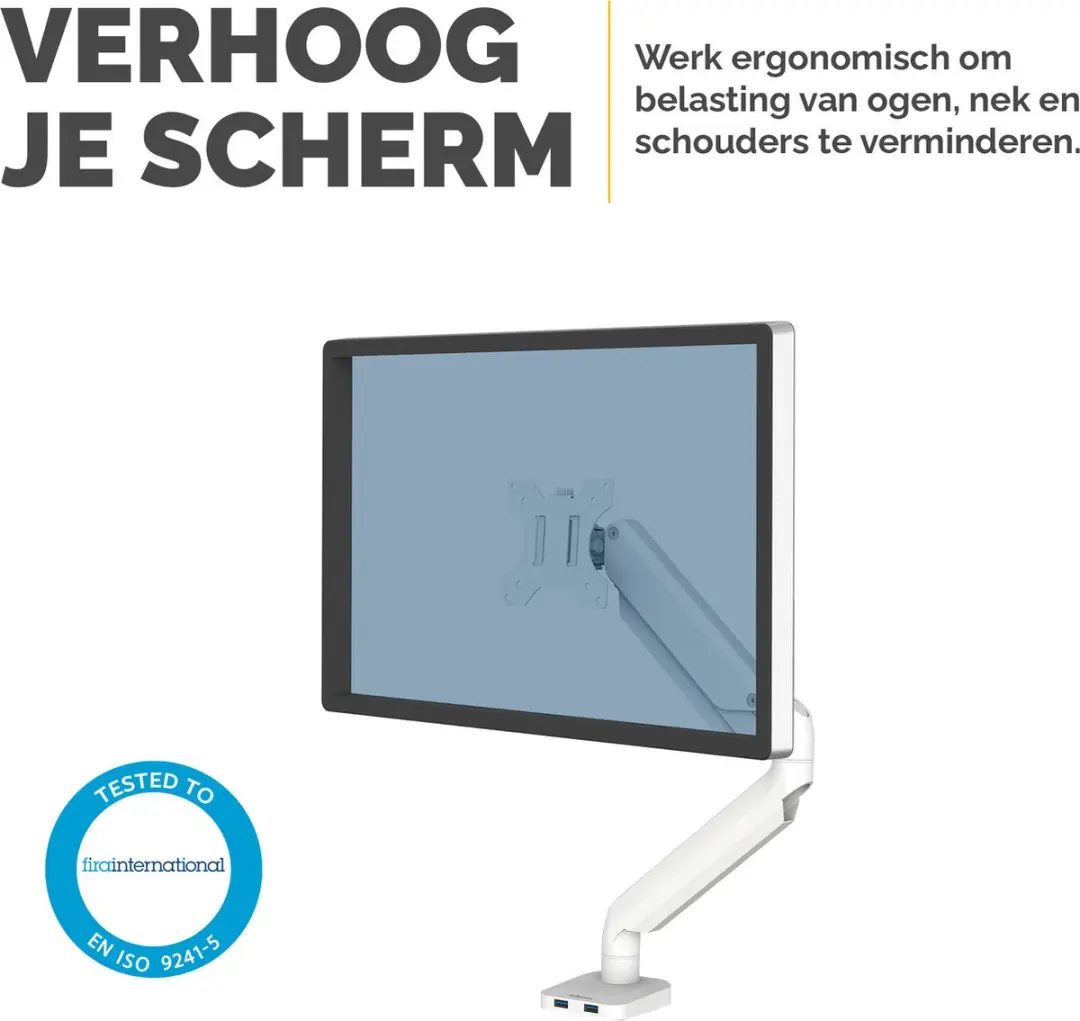 Fellowes Platinum Monitor Arm 8056201 - 1 Scherm tot 27 Inch - Wit