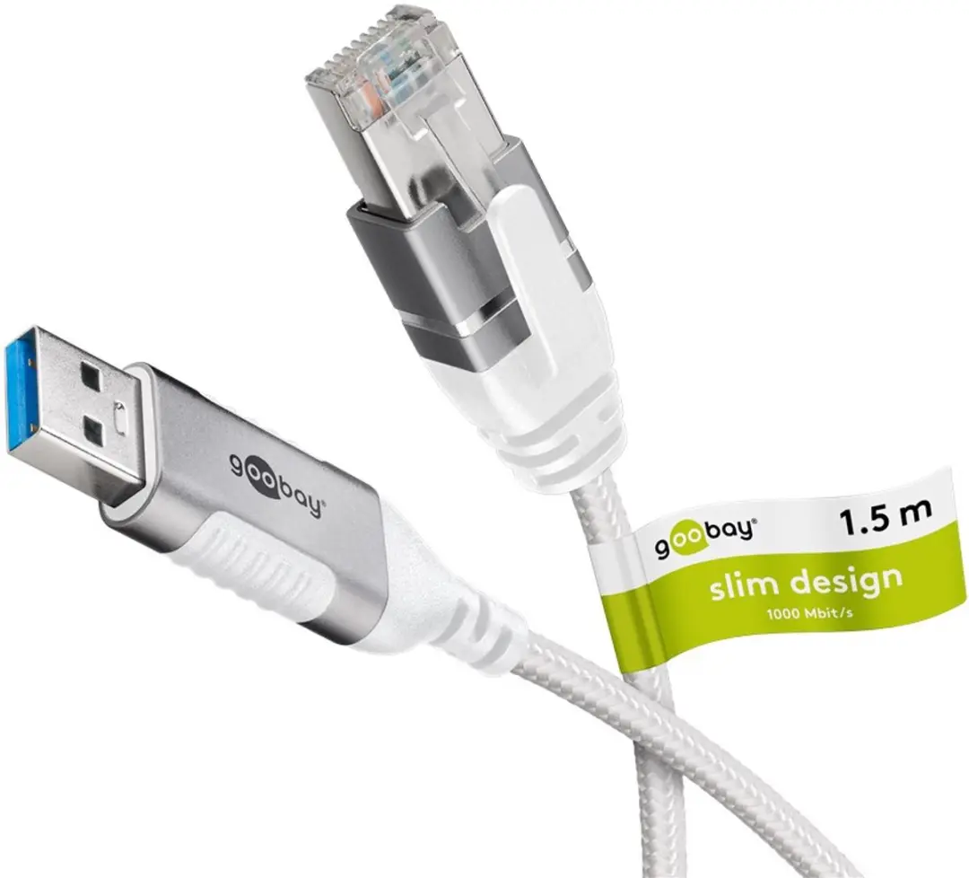 Goobay USB-A naar RJ45 LAN Kabel CAT6 - 1,5m - Wit