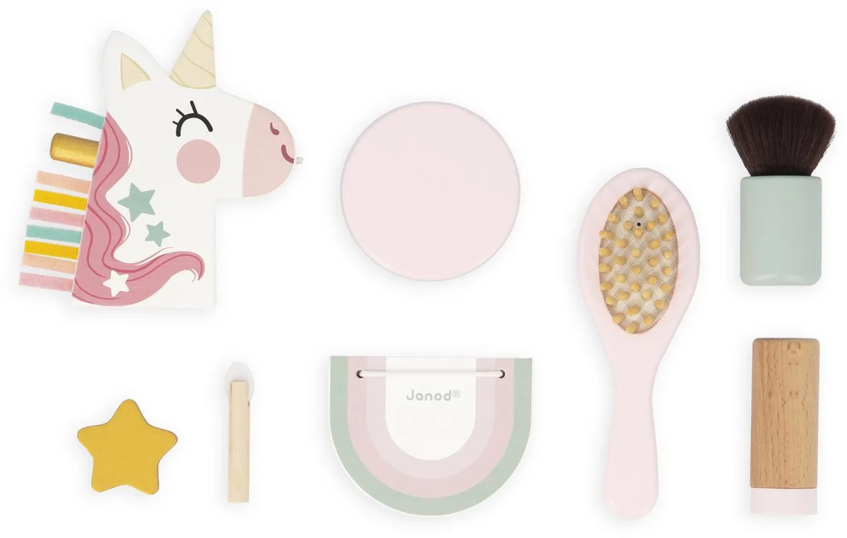 Janod Unicorn Houten Kaptafel - 7 Accessoires - Kindermake-uptafel
