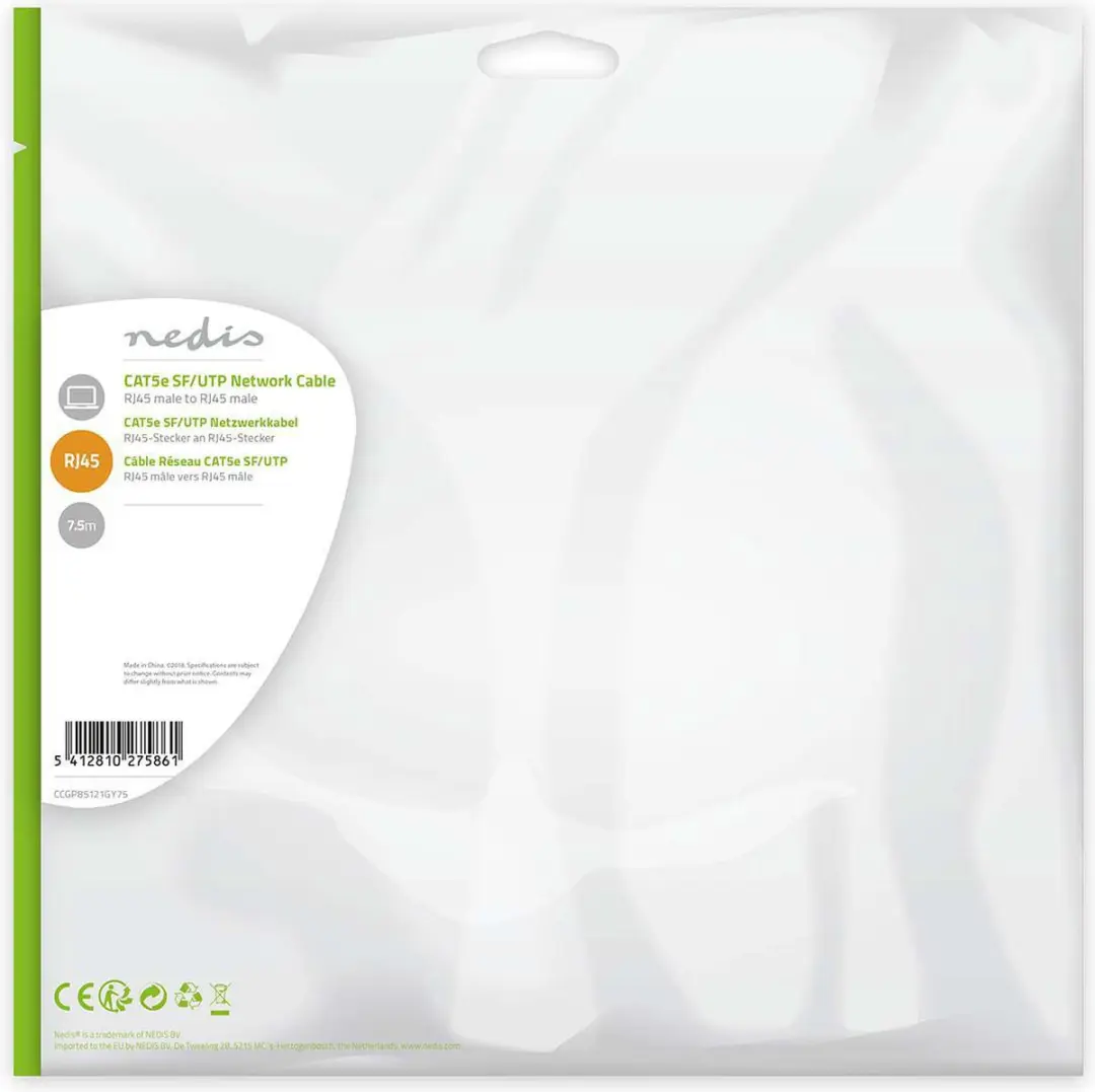 Nedis CAT5e Netwerkkabel CCGP85121GY75 - 7.5m - Grijs