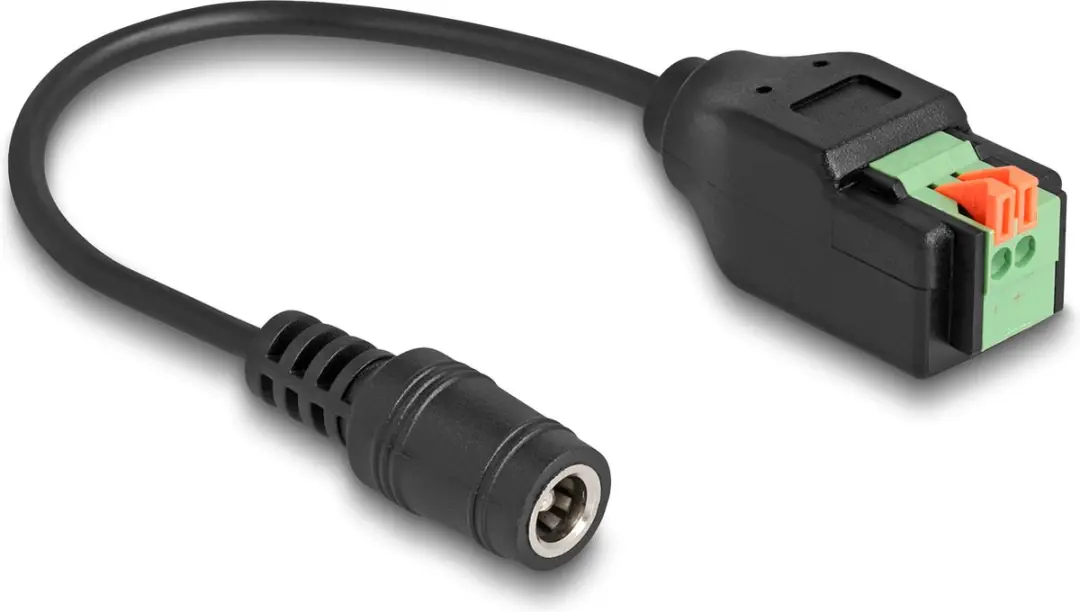 Delock DC 2.1x5.5mm Jack naar Terminalblok Adapter - 15cm - Zwart/ Groen