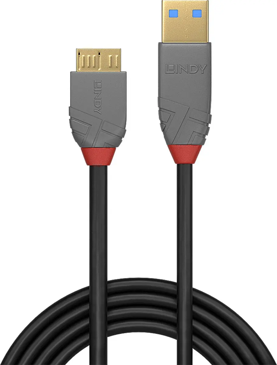Lindy 36768 USB-kabel USB-A naar USB-micro-B 3.0 - 3m - Zwart