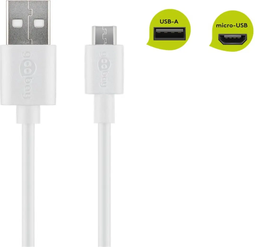 Goobay USB-A naar Micro USB-B Kabel 2.0 - 0,5m - Wit - 10 Stuks