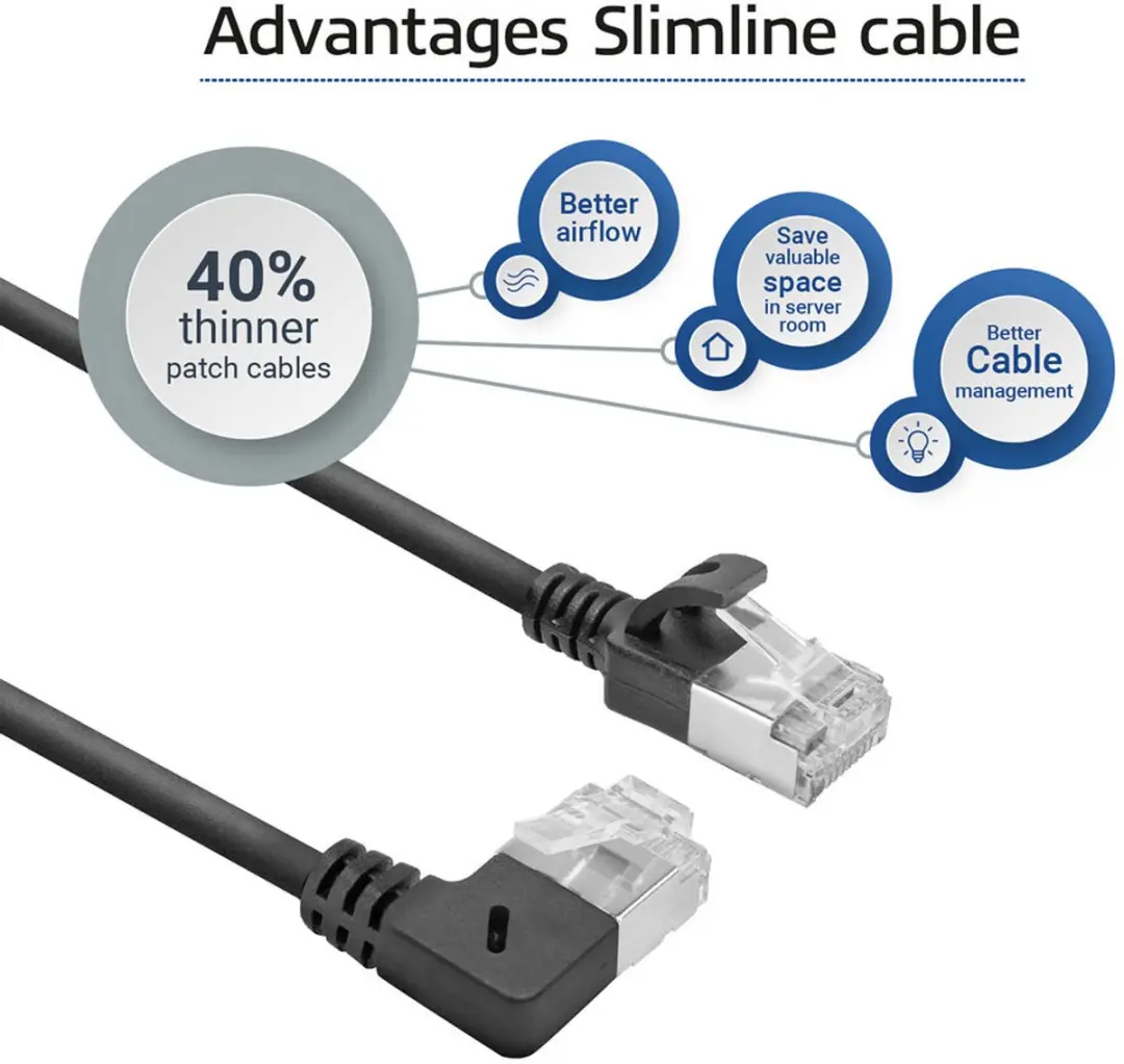 ACT DA2901 Patchkabel CAT6A U/FTP 1m - Zwart - RJ45 recht naar 90°