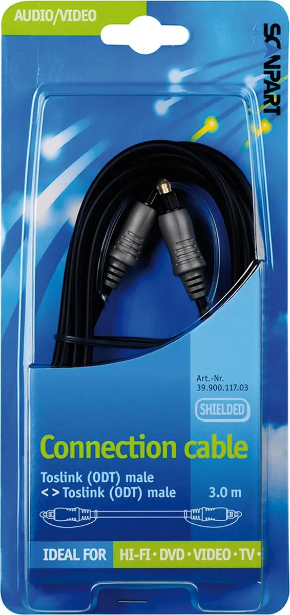 Scanpart Toslink Optische Kabel 3m - Zwart-Zilver