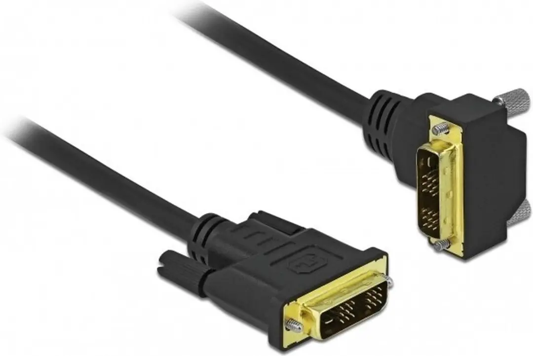 Delock DVI Kabel 18+1 M/M Hoekig 1m - Zwart