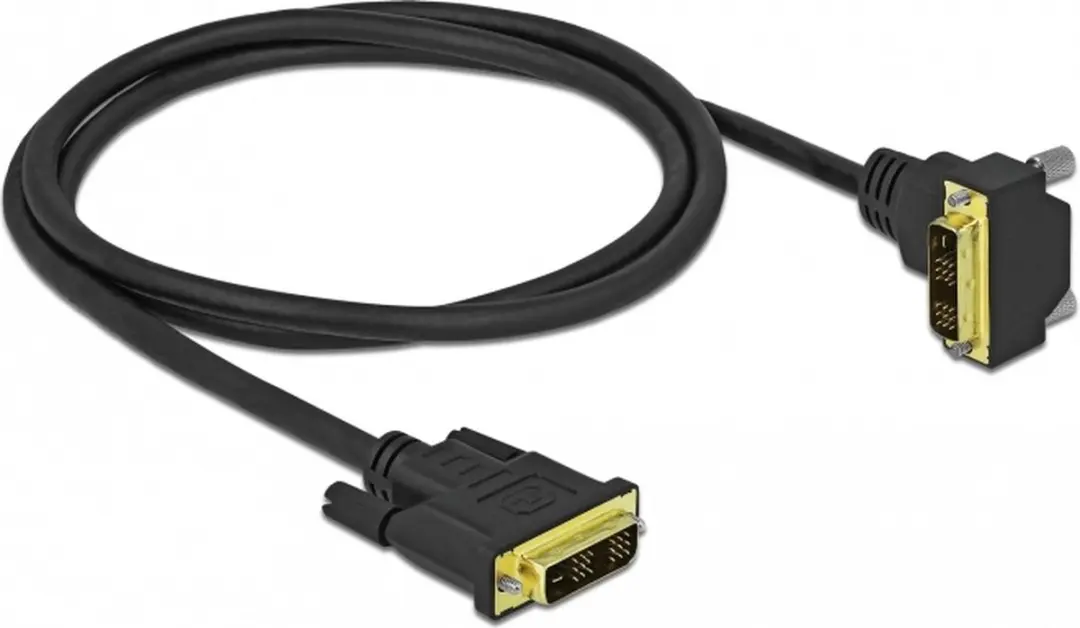 Delock DVI Kabel 18+1 M/M Hoekig 1m - Zwart