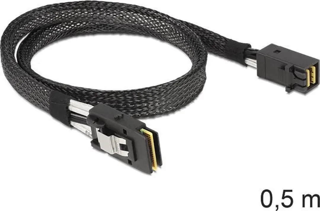 Delock Mini-SAS HD SFF-8643 naar SFF-8087 - 0,5m - Zwart