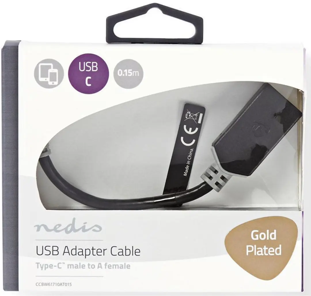 Nedis CCBW61710AT015 USB-C naar USB-A Adapter 5Gbps - 15cm - Antraciet