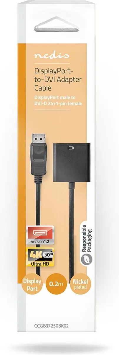 Nedis DisplayPort naar DVI-D Adapter 1080p - CCGB37250BK02 - Zwart