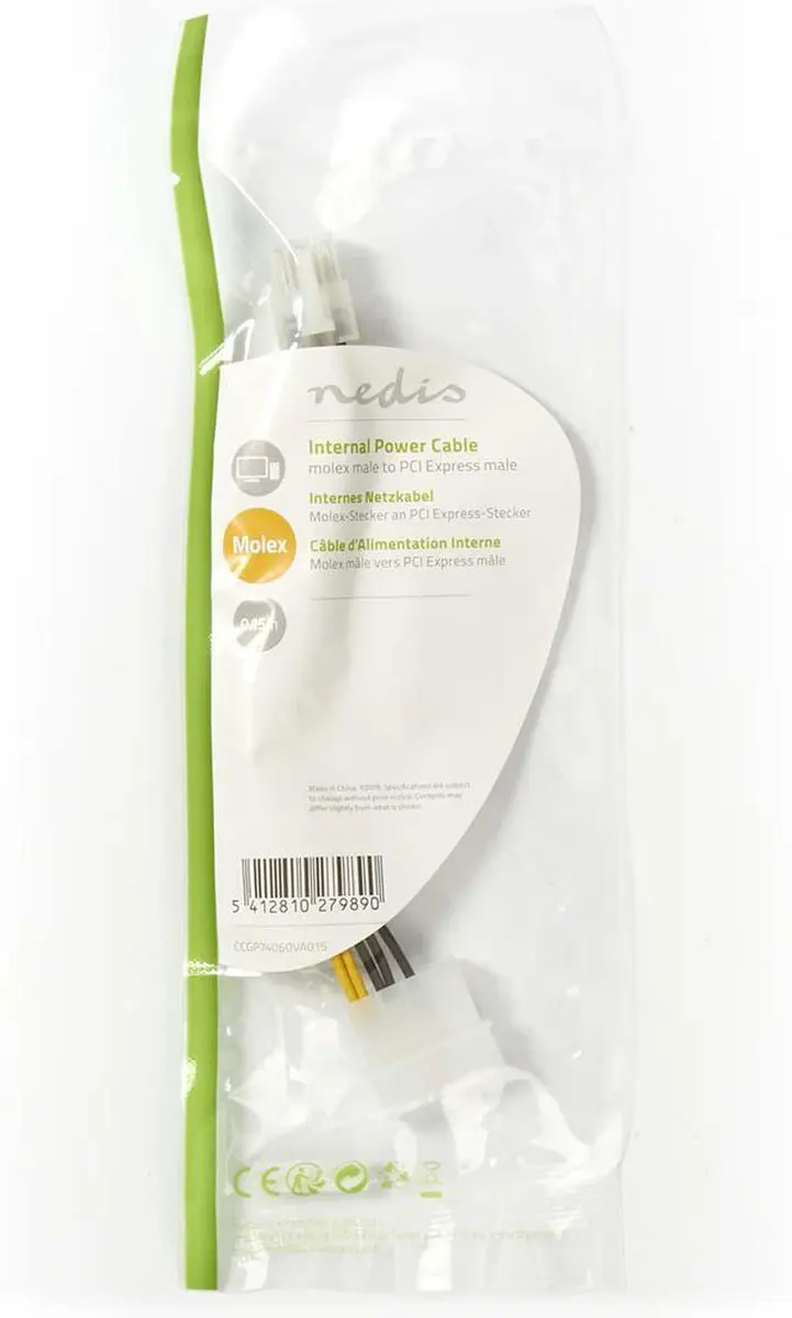 Nedis CCGP74060VA015 Voedingskabel Molex-PCIe - 20cm - Geel/Zwart