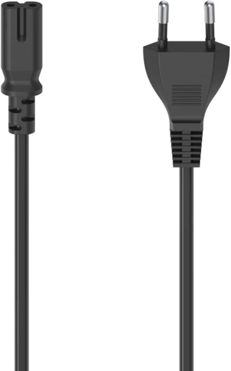 Hama Netsnoer Met Eurostekker 2-pins Stekker Dubbele Groef 1,5 M Zwart
