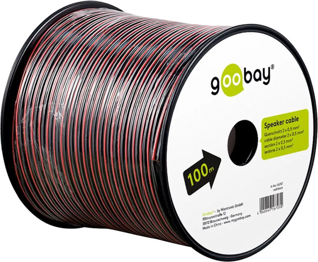 Goobay Luidsprekerkabel 2x1.50mm² CCA - Rood/Zwart - 100m