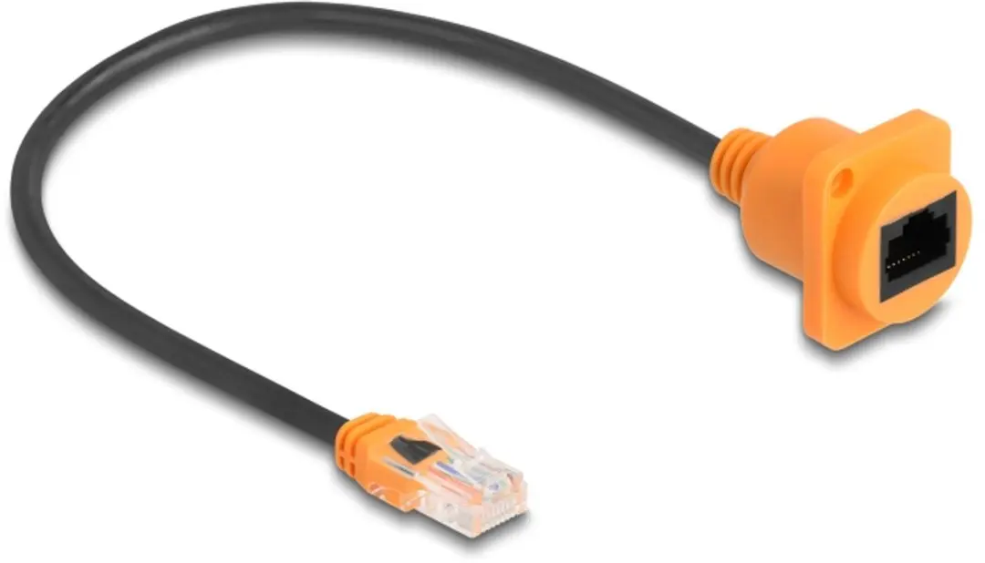 Delock D-Type RJ45 Kabelstekker - Cat.5e UTP - 30cm - Zwart/Oranje