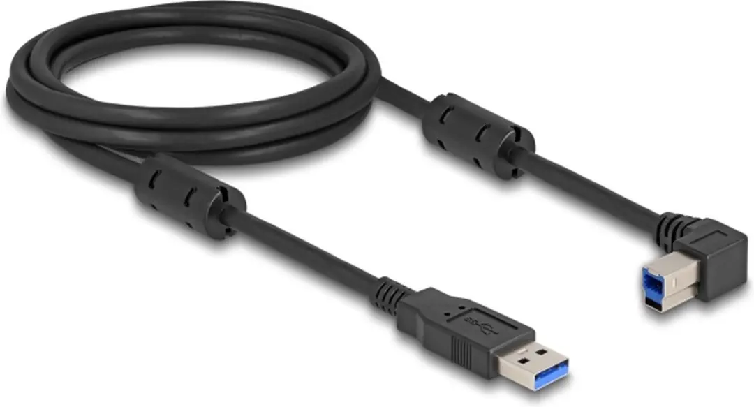 Delock USB-A naar USB-B haaks links 5Gbps kabel 2m - Zwart