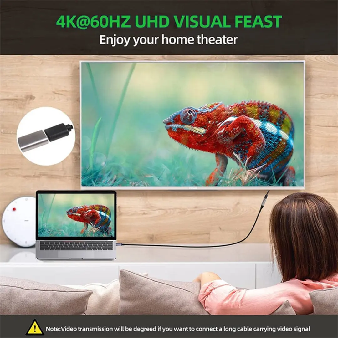 NÖRDIC USBC-N1142 USB-C Verlengkabel 5Gb/s 60W 4K60Hz - Zwart