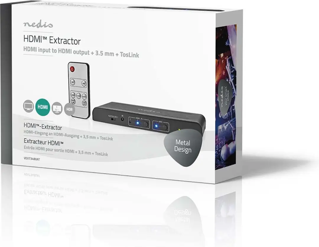 Nedis HDMI-Extractor VEXT3480AT - 2x HDMI In, 1x HDMI Out - Metaal - Antraciet