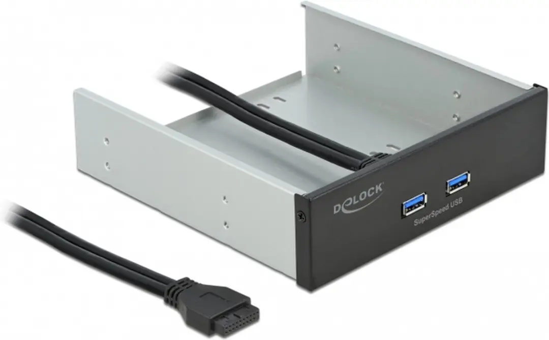 Delock 5.25" Frontpaneel - 2x USB 5Gbps Type-A - Zilver/Zwart