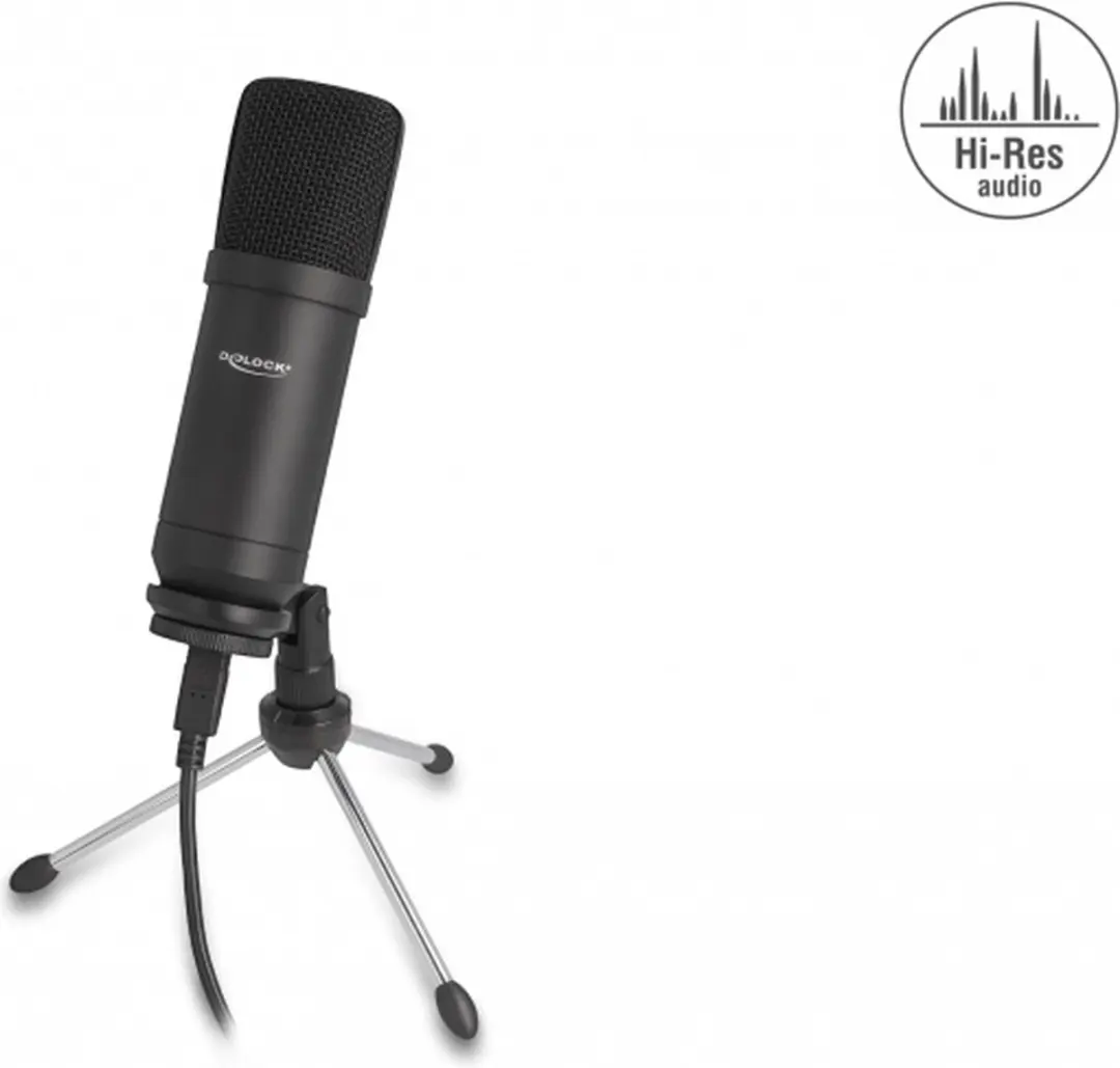 Delock 66832 USB Condensormicrofoon - 24 Bit/192 kHz - Zwart