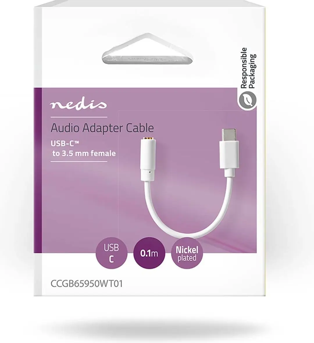 Nedis CCGB65950WT01 USB-C Adapter 3,5mm - 10cm - Wit