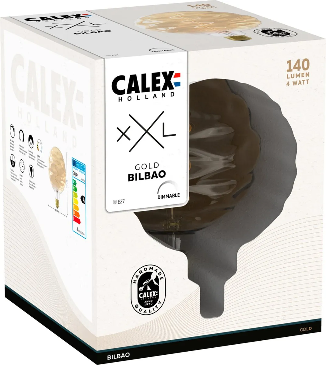 Calex Bilbao XXL Goud E27 LED Lamp 4W - Warm Wit 1800K