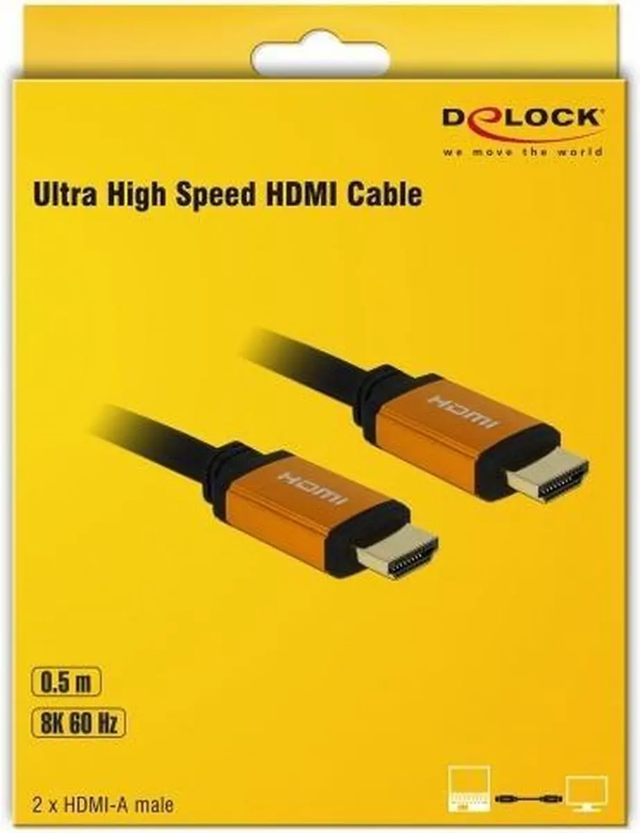 Delock HDMI Kabel 2.1 8K 60Hz 0,5m - Zwart