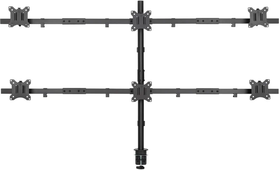 InLine Bureaubeugel 6 Monitoren 32" - 2x Crossbar Full Motion - Zwart