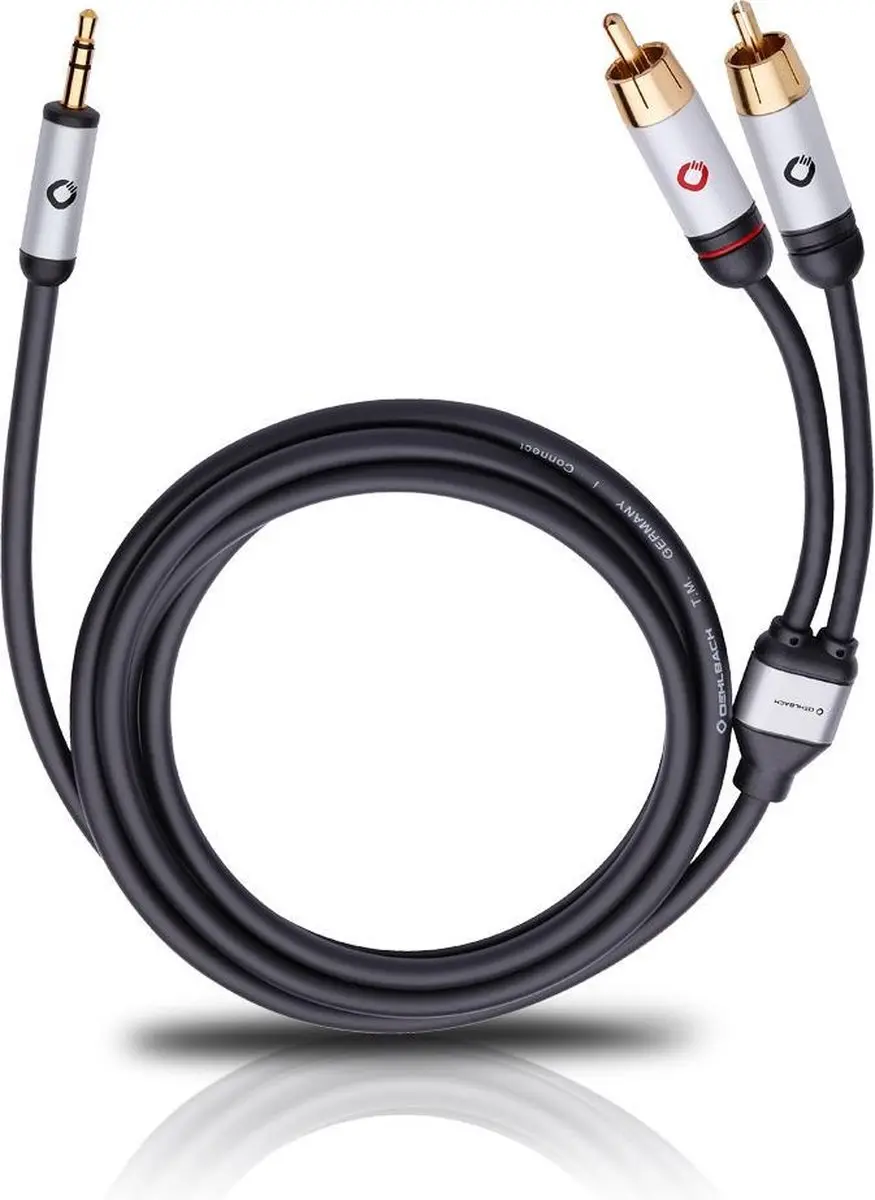 Oehlbach Mobiele Audiokabel 3,5mm Jack naar Cinch 1,5m - Zwart