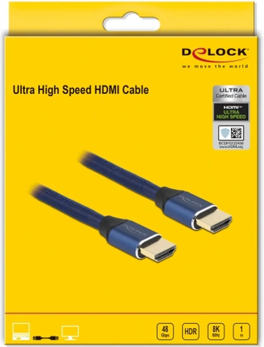 Delock Ultra High Speed HDMI Kabel 48Gbps 8K 60Hz - 1m - Blauw