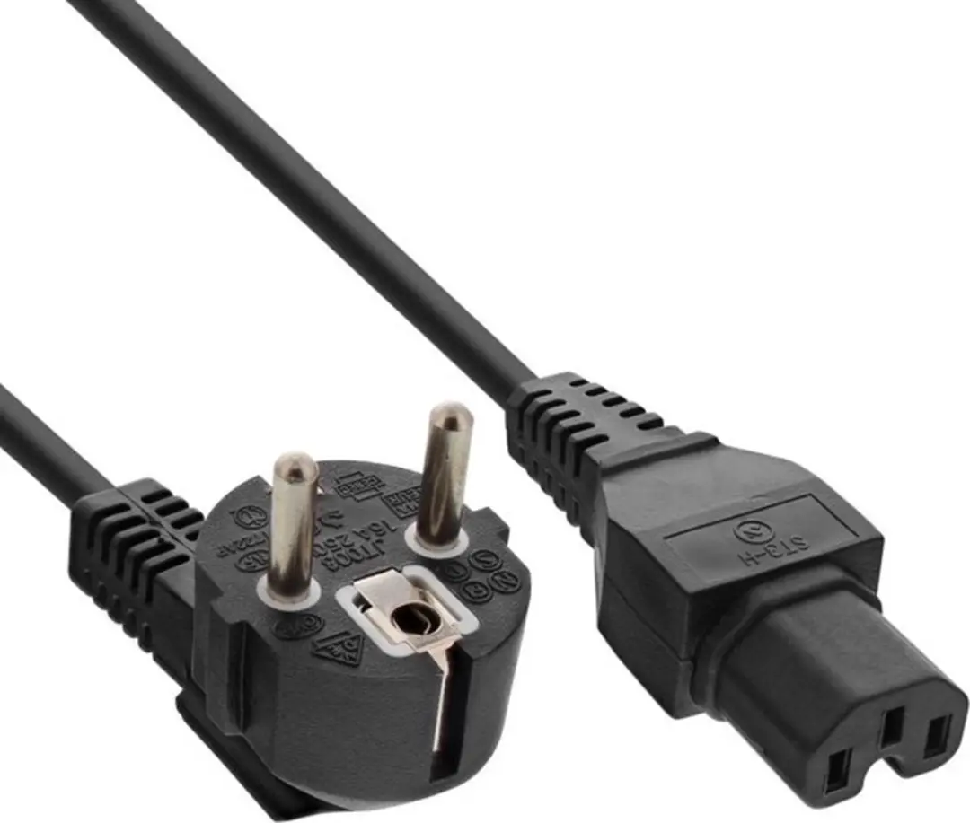InLine C15 CEE 7/7 Stroomkabel 3x1,00mm - 1,8m - Zwart