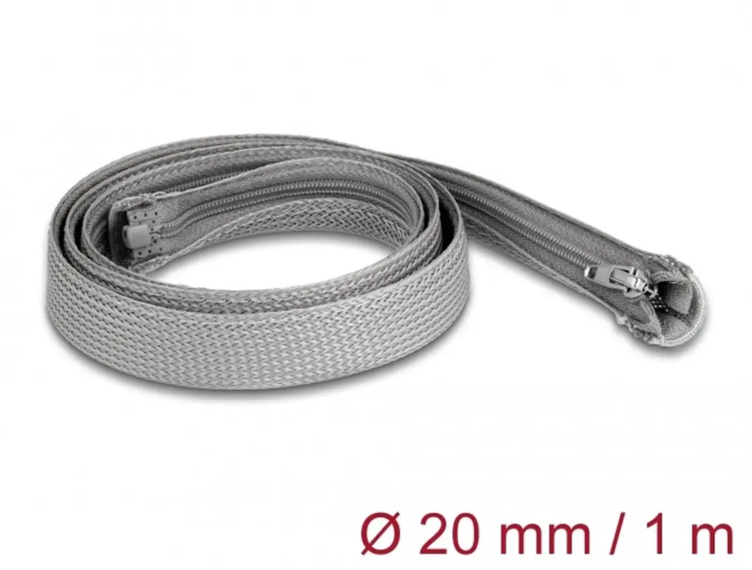 Delock Polyester Kabelsleeve 20mm - Hittebestendig - Grijs - 1m