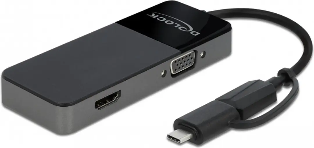 Delock USB 3.2 Gen 1 Adapter 4K HDMI+VGA - Zwart