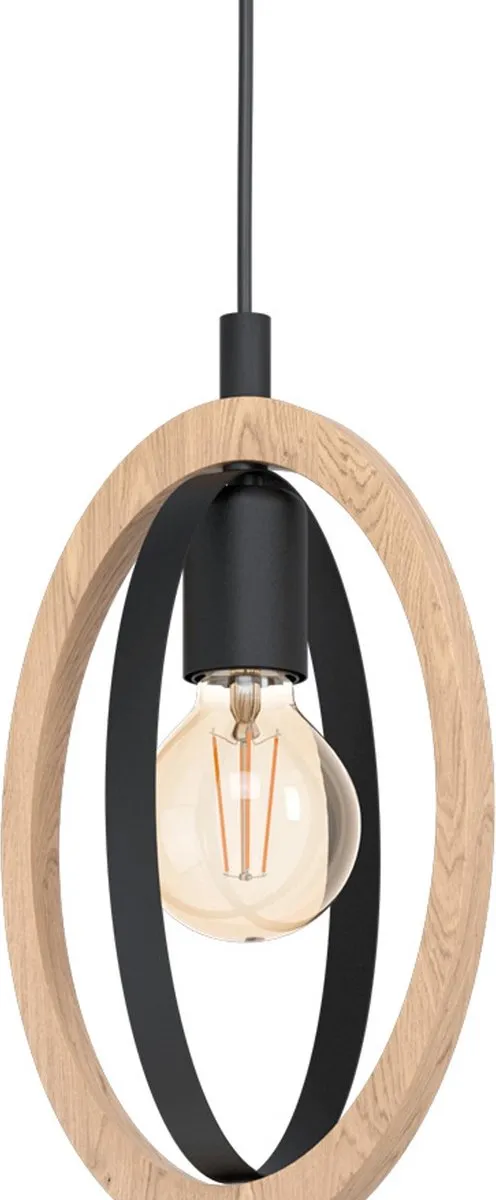 Eglo Basildon Hanglamp E27 - 19cm - Zwart/Bruin