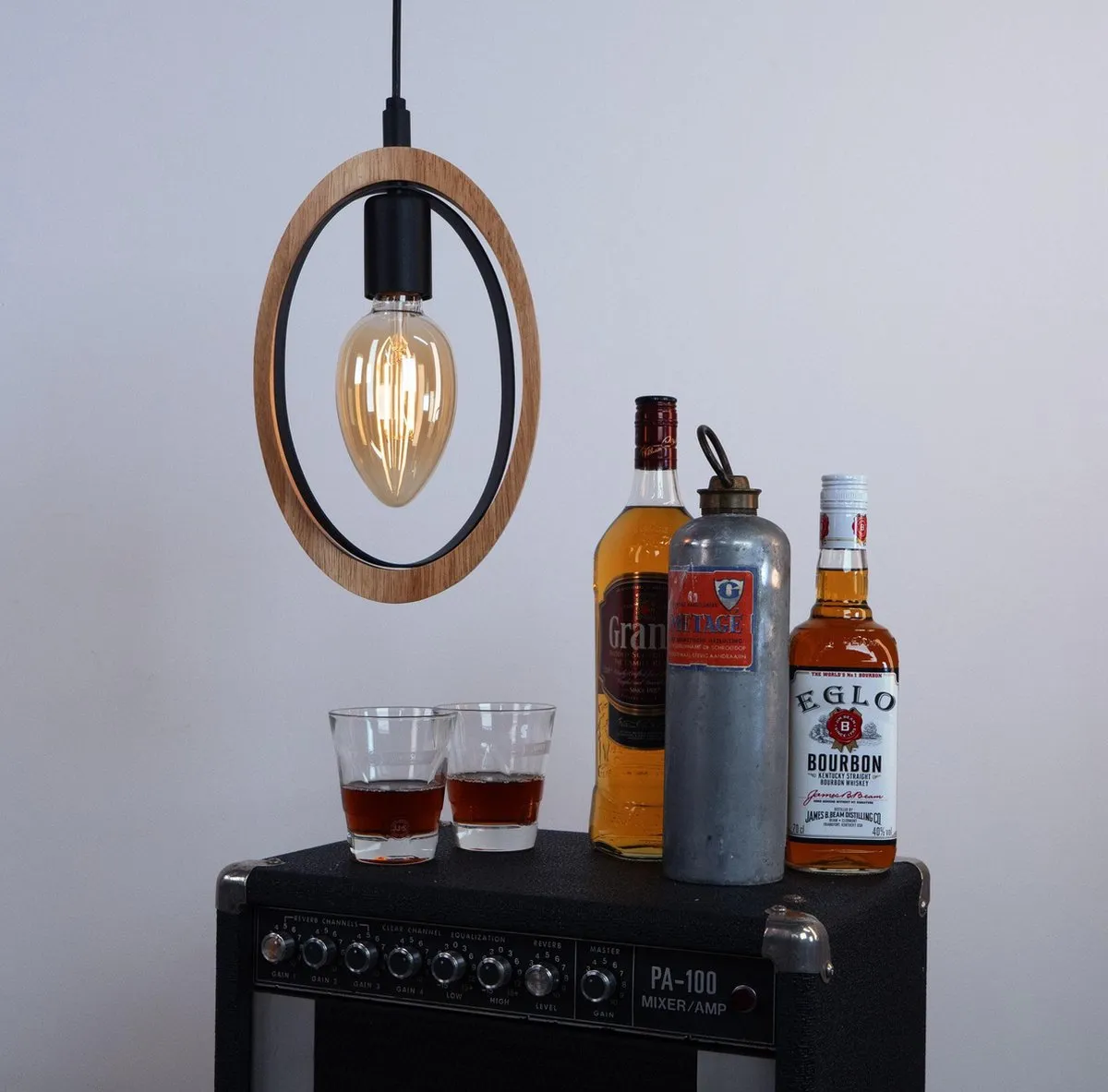 Eglo Basildon Hanglamp E27 - 19cm - Zwart/Bruin - afbeelding 6 van 6