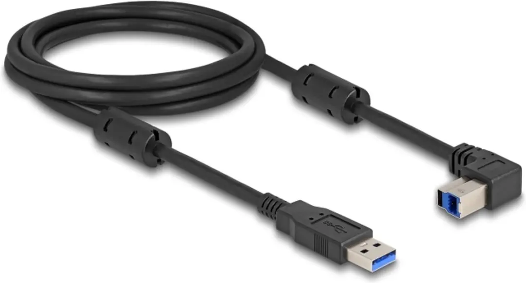 Delock USB-A naar USB-B haaks 5Gbps Kabel 2m - Zwart