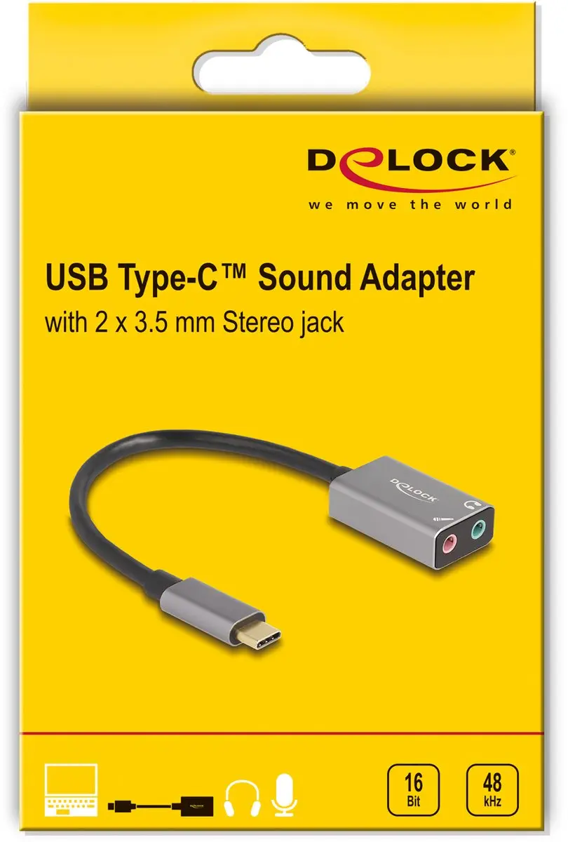 Delock 67071 USB Soundcard - Type-C naar 2x 3.5mm Jack - Grijs