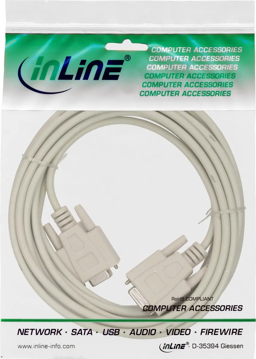 InLine RS232 Null Modemkabel 9-pins - 3m - Beige