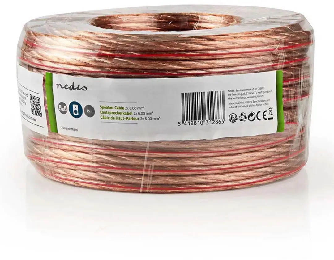 Nedis Speaker-Kabel CAGW6000TR250 - 2x6.00mm² CCA - 25m Transparant