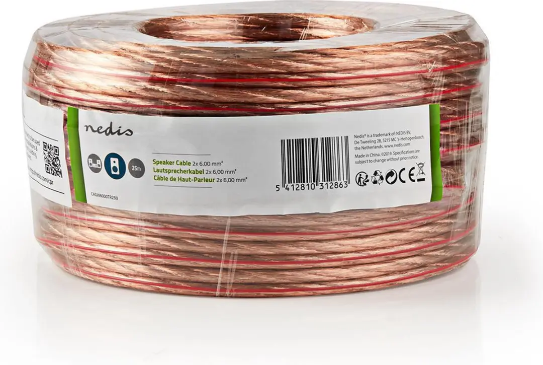 Nedis Speaker-Kabel CAGW6000TR250 - 2x6.00mm² CCA - 25m Transparant