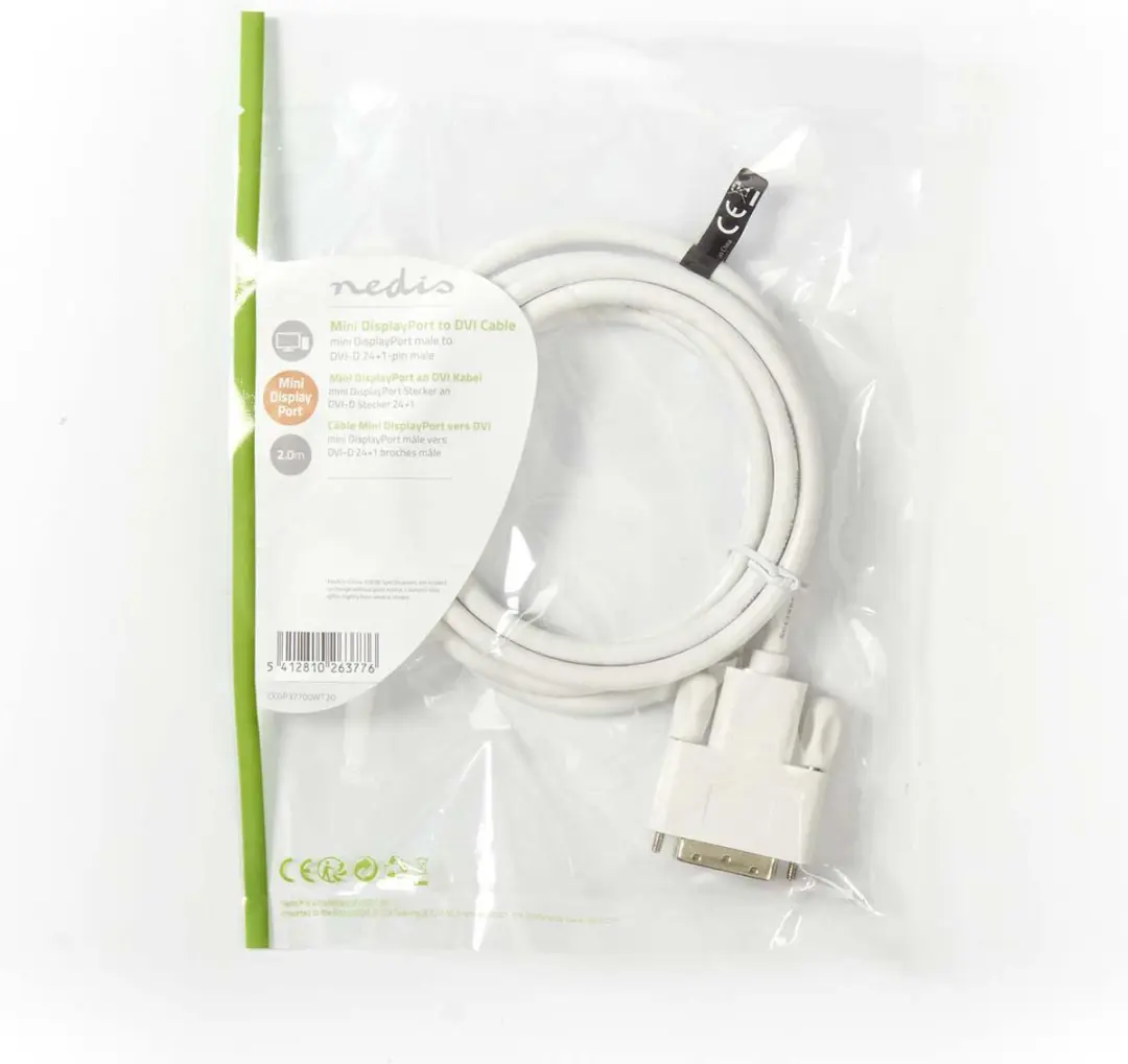 Nedis Mini DisplayPort naar DVI-D Kabel 21.6Gbps 2m - Wit