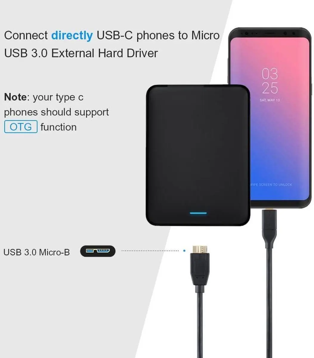 NÖRDIC USBC-101 USB-C naar USB Micro B Kabel 1m - Zwart