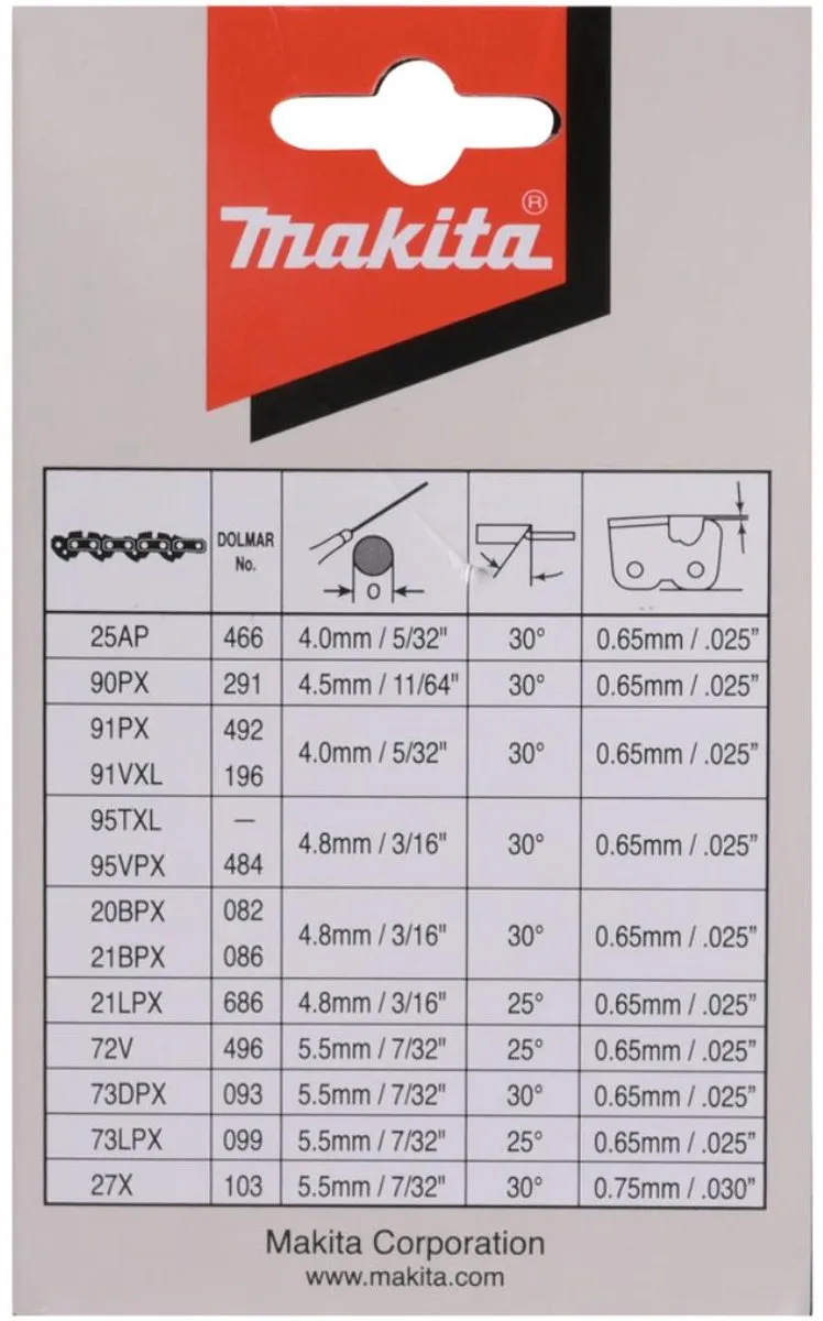 Makita Sägekette 30cm 0088381562966 - 46 Tanden - Hout