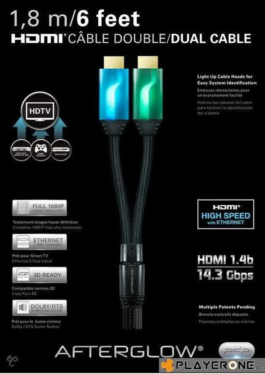 PDP Afterglow HDMI Kabel 2x 1.80m