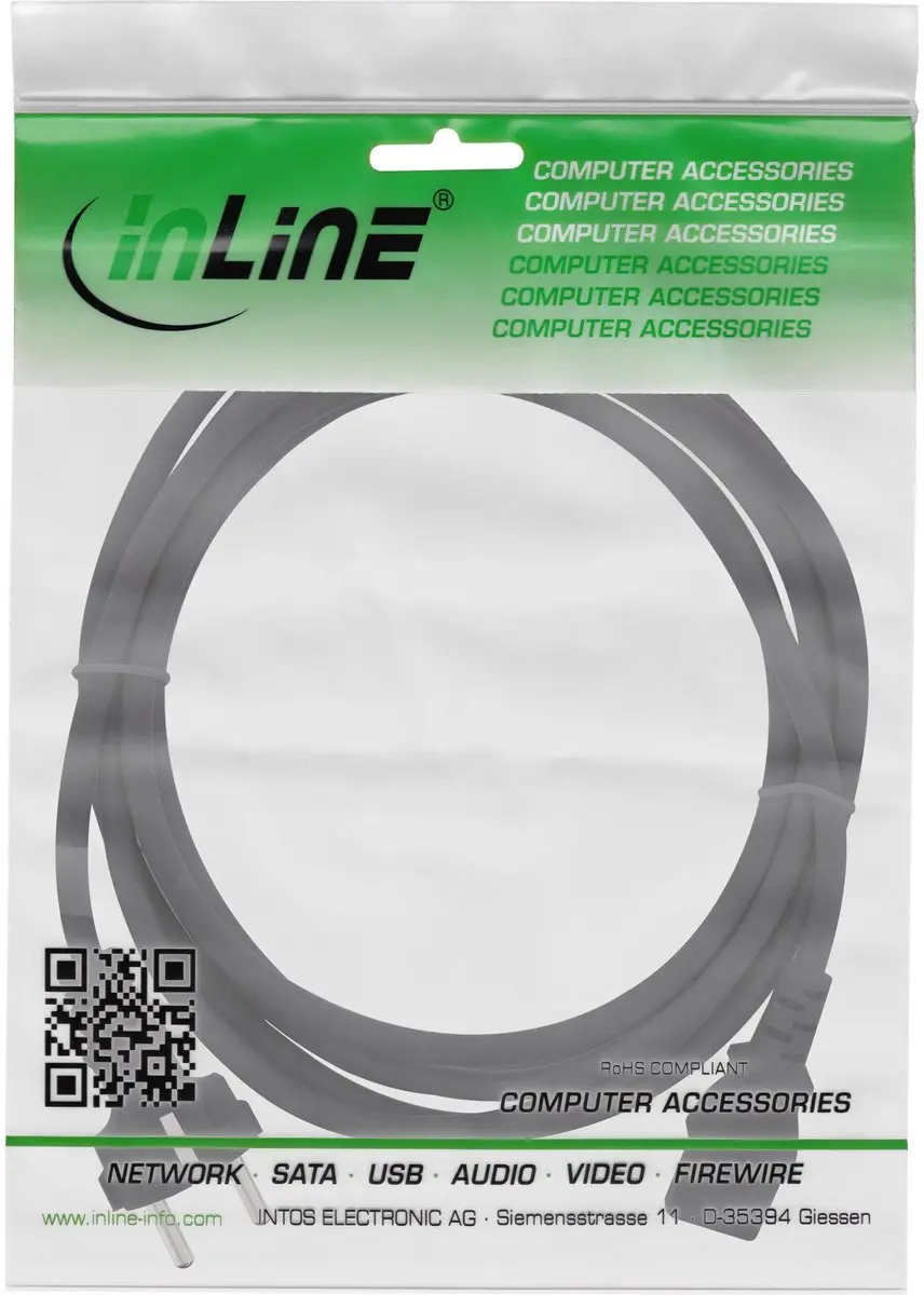 InLine 16651C Electriciteitssnoer - 5m - Zwart