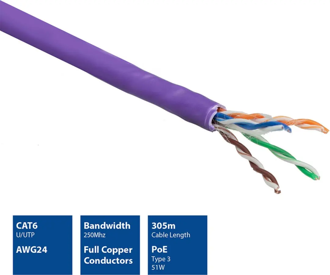 ACT Cat 6 Installatiekabel 305m - Violet - LSZH/CPR DCA