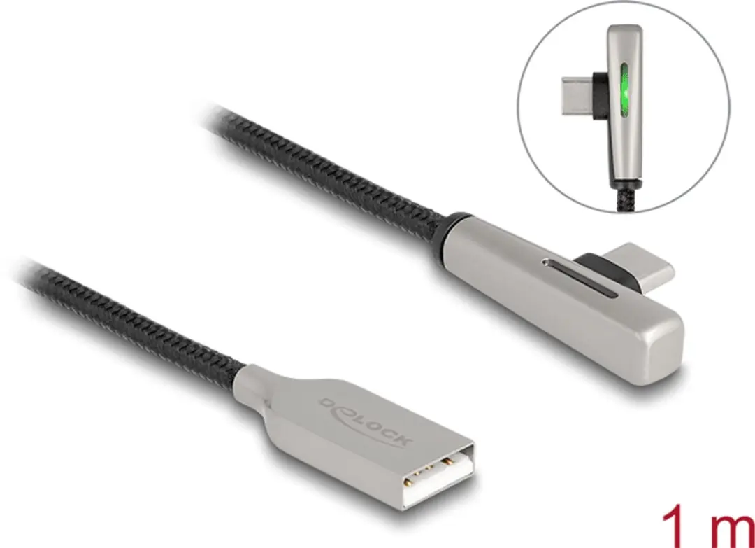 Delock USB 2.0 Type-A naar Type-C Kabel 60W 1m - Zwart