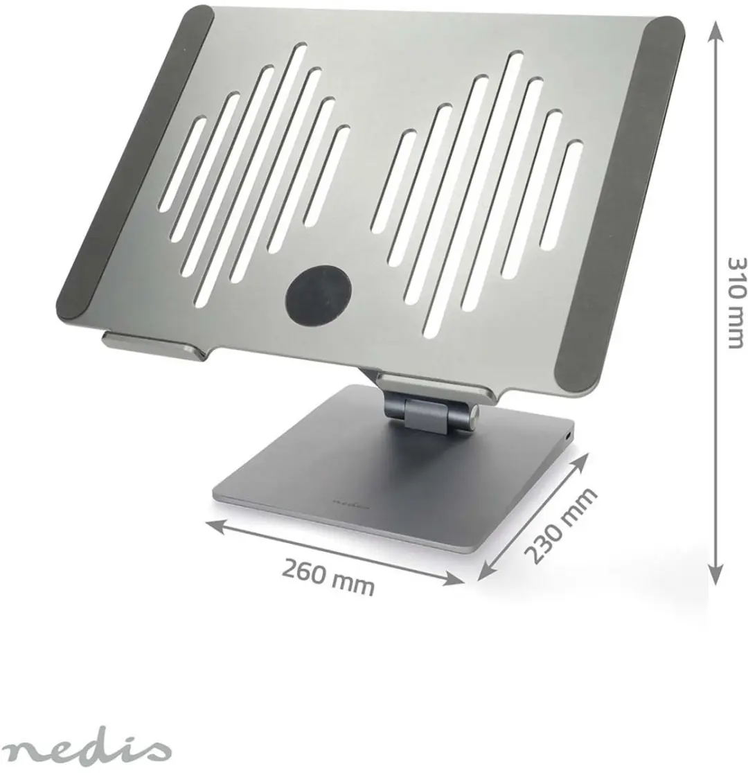 Nedis NBSTND500SI Notebookstandaard 17" - Aluminium - USB-C/HDMI