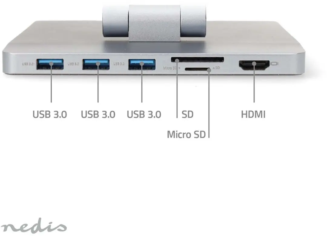 Nedis NBSTND500SI Notebookstandaard 17" - Aluminium - USB-C/HDMI